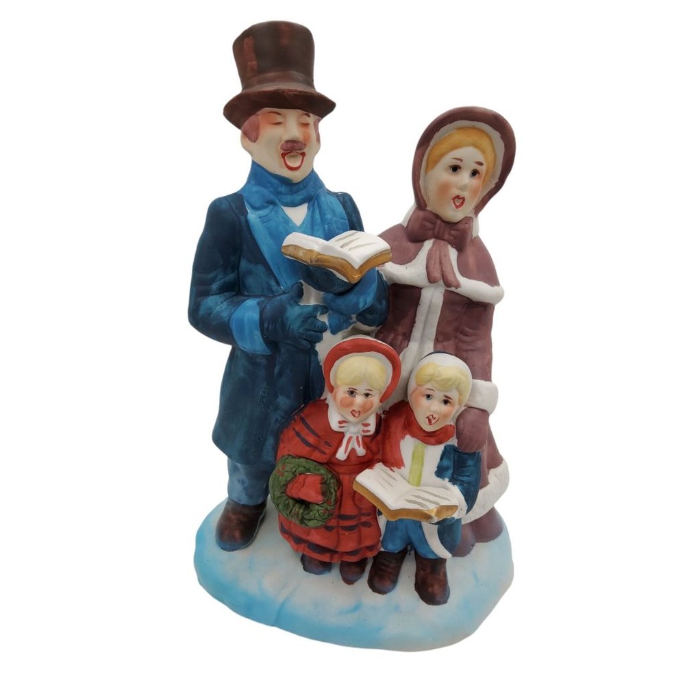 vintage 1988 artmark porcelain caroling family musical singing silent night figu